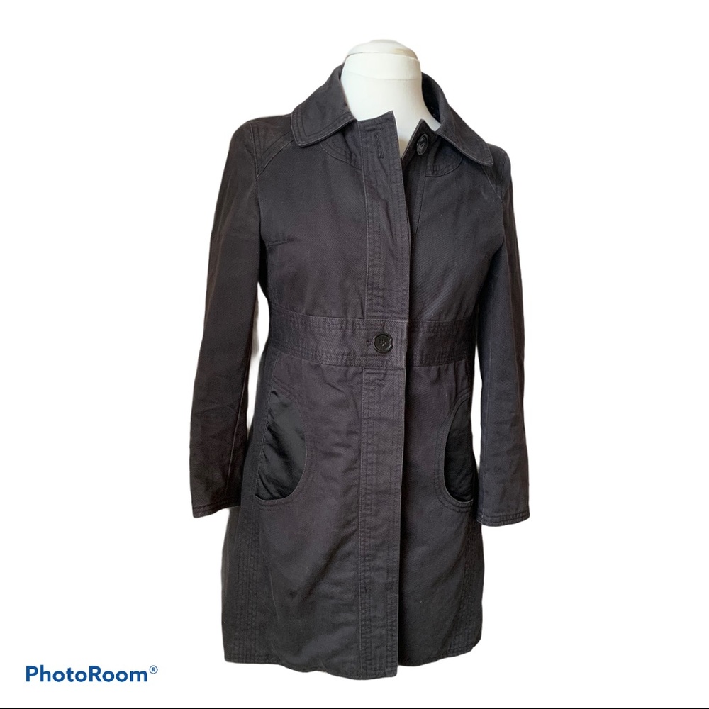 Marc Jacobs Black Denim Coat with Satin Pockets